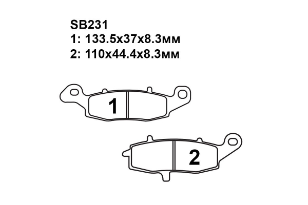 Комплект тормозных колодок SB229|SB231 на KAWASAKI VN 800 C1, C2, E1, E2, E3 Drifter 1999-2004